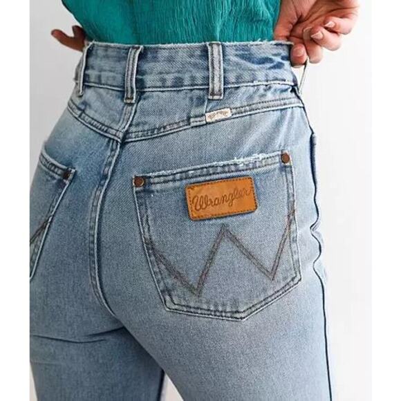 Billabong X Wrangler Womens High Rise Super Flare Blue Jeans Floral Patchwork 28 - Picture 4 of 16